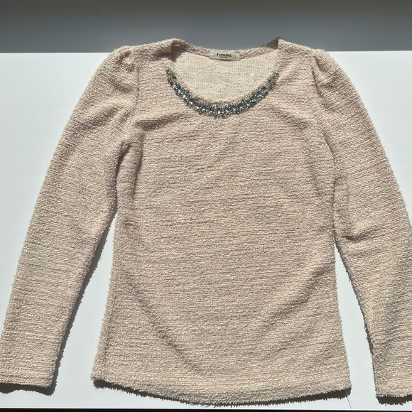 Cream coloured sweater with gem decorated collar - Picture 1 of 3